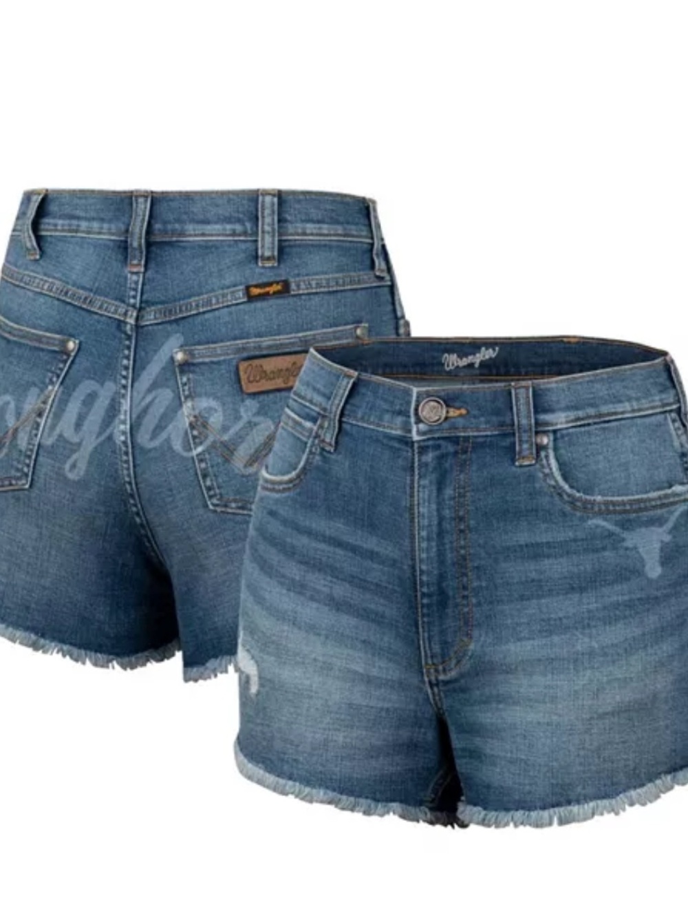Wrangler NWT Women's Size 27 Texas Longhorn Retro High-Rise Cut-Off Denim Shorts